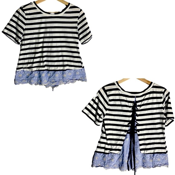 Anthropologie Tops - Anthropologie | Sanctuary Skye Lace Back/Corset Tie Blouse